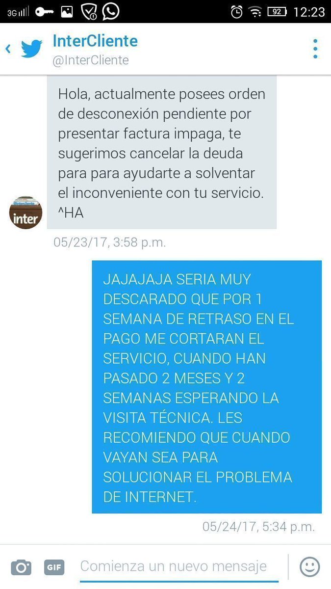 menteangel's tweet photo. Me cortaron antes de repararlo y me quieren cobrar? q DESCARO .@InterCliente .@TuMundoInter .@stigol .@DenunciasSundde #clientescontrainter https://t.co/1aaXxdQ1Nu