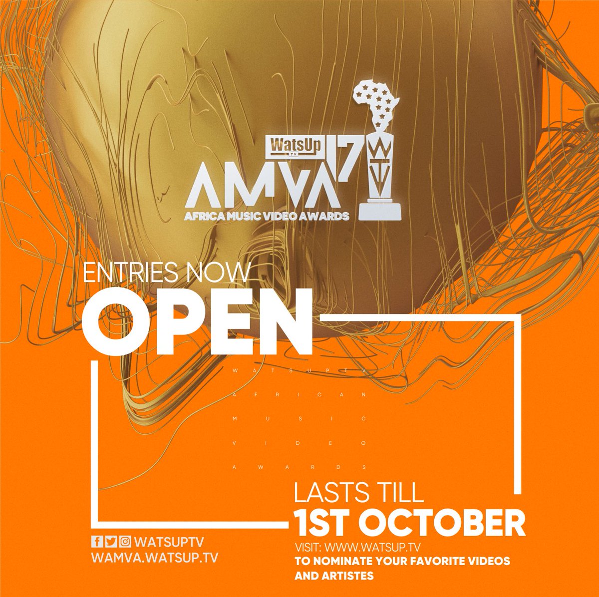 charlyyorick's tweet photo. Watsup2017 #Africamusicvideoawards is open submit your video @WatsUpTV @WatsUpTvAMVA https://t.co/tLSZzcwpwl