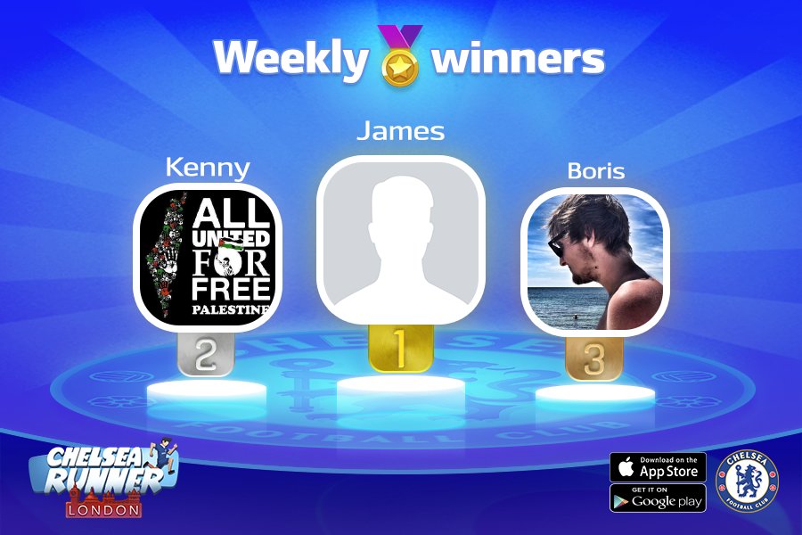 ChelseaFCRunner's tweet image. Meet this week's winners! 
1st - James
2nd - Kenny
3rd - Boris
 
 #ChelseaRunner #CFC