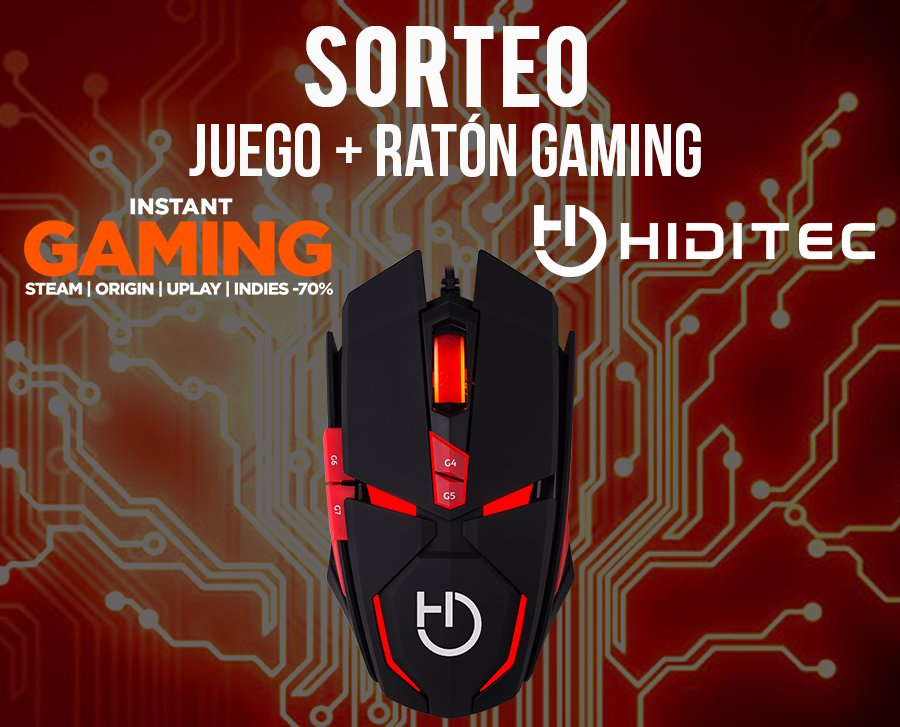 ¡SORTEO!
Gana el juego que quieras + este ratón gaming de <a href="/Hiditec/">Hiditec</a> 😍

RT y follow <a href="/Hiditec/">Hiditec</a> e <a href="/InstantGamingES/">Instant Gaming</a> para participar

Hasta 2/10