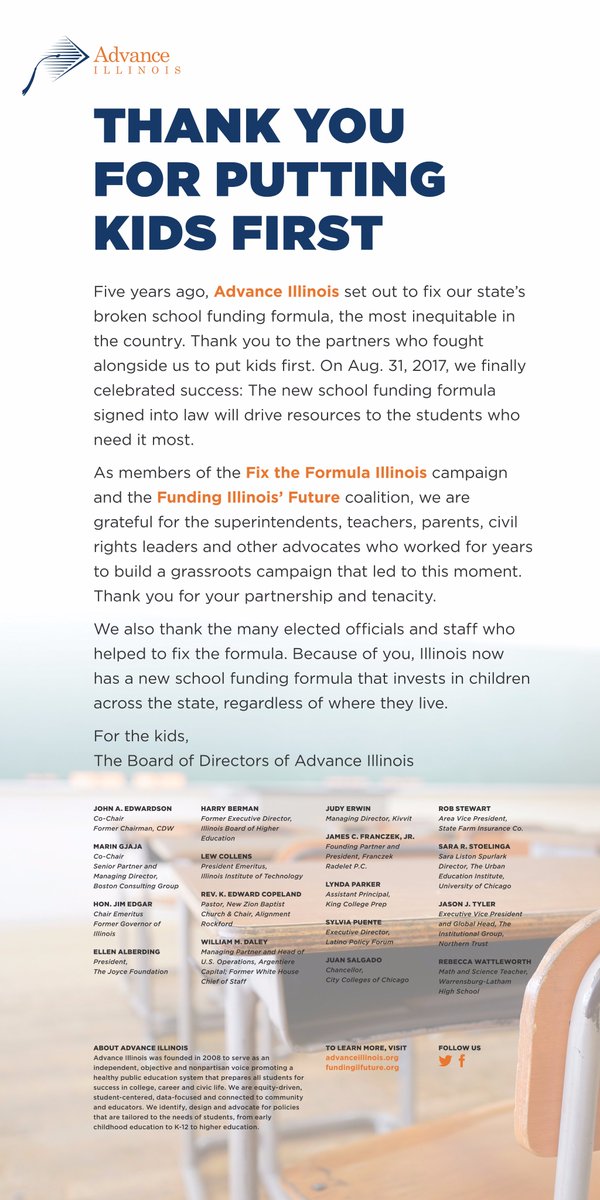 advanceillinois's tweet image. Our ad in yesterday's @SJRbreaking and @rrstar. Thank you to the partners who fought alongside us to put kids first! #FixedTheFormula