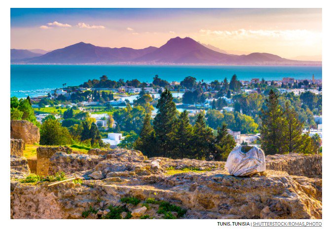 Tunisia 5 on the top 10 fastest growing tourist destinations of 2017 - 📸 Hill Byrsa Ancient remains Carthage, Tunis thrillist.com/news/nation/fa…