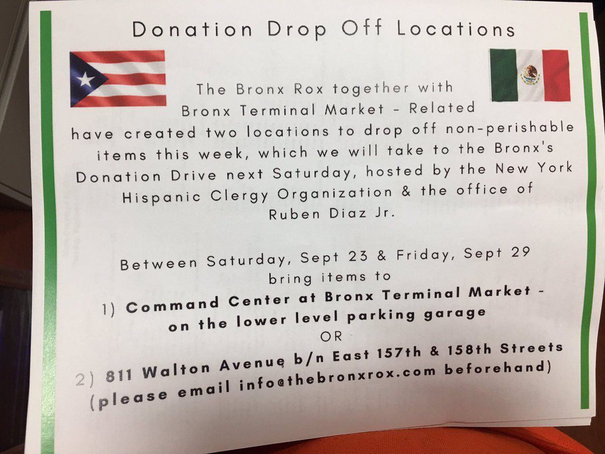 #TrendingOrange Lets help our people from Puerto Rico 🇵🇷 & Mexico 🇲🇽 (DM for more info) bring your donations to BronxTerminal @RonnieOddo