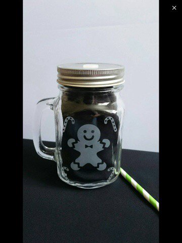 SentimentsGlass's tweet image. Engraved Mason Drinking Jar. £5.99 plus p&amp;amp;p. #gingerbreadman #handmade #candycanes #xmas #gift #personalised #glass