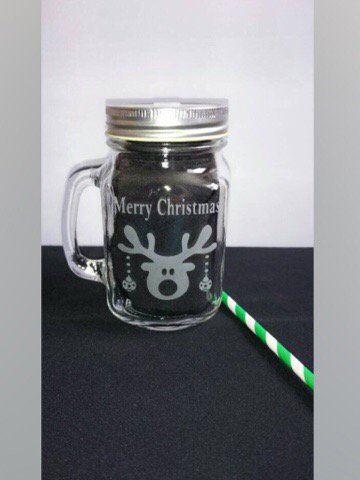 SentimentsGlass's tweet image. Engraved Mason Drinking Jar. £5.99 plus p&amp;amp;p. #reindeer #xmas #glass #gift #personalised #handmade #new