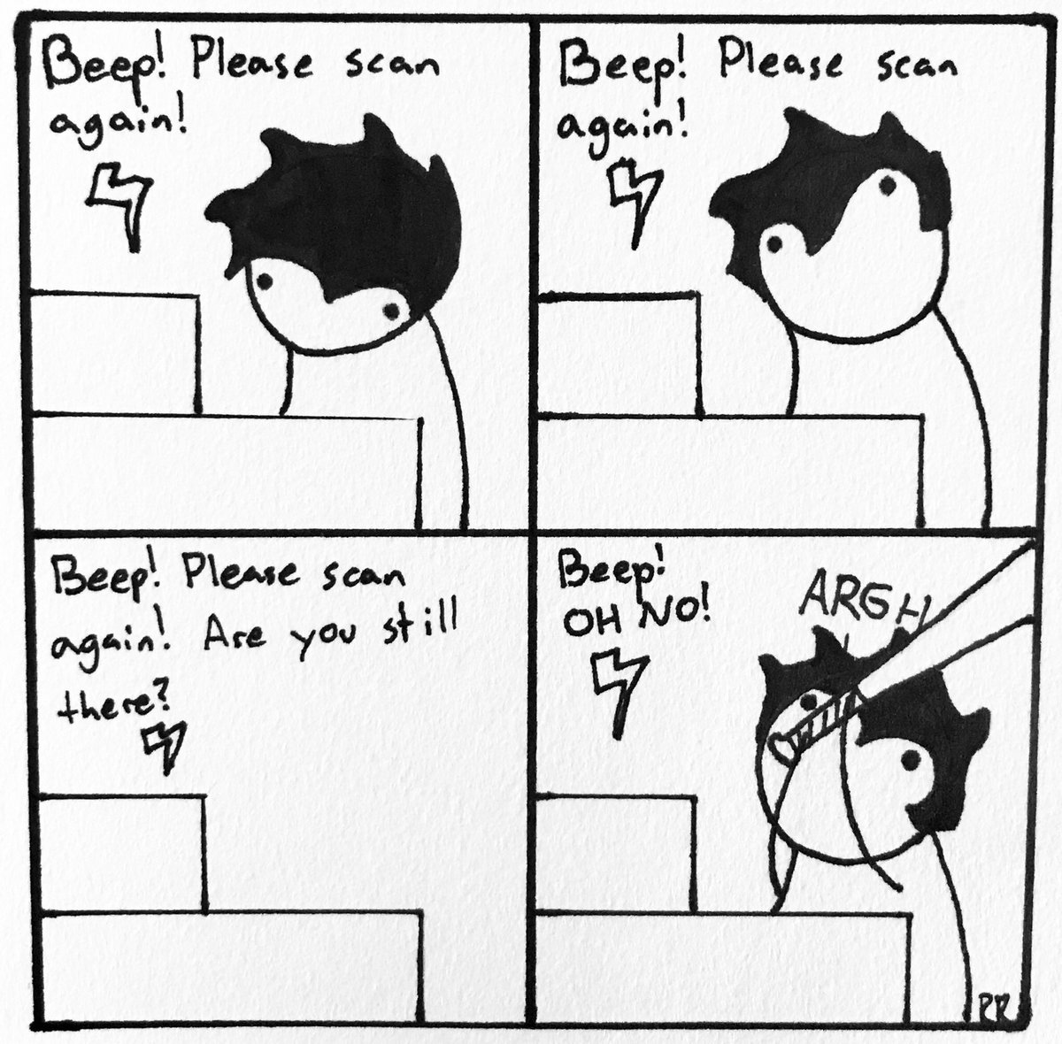 Rob_comics's tweet photo. Why I’m not afraid of #skynet.
#robots #overlords #comic #cute #webcomic #terminator #MondayMotivaton #monday #selfscanner #grocery #bat https://t.co/7rzKTHMwtJ