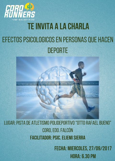 cororunners's tweet photo. Este miercoles te esperamos en el Polideportivo de Coro, Otto Rafael Bueno. Con la Psic. @eliemisierra Te esperamos 6.30 pm. 😀😀 https://t.co/nzrcHH1q01