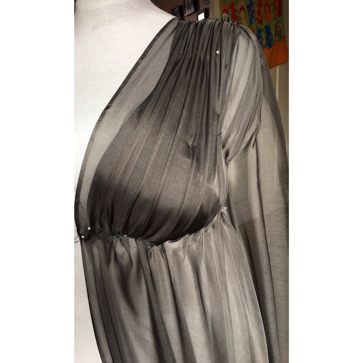 Work in progress #Wedding #bridal #pleats #greyweddingdress #alternativebride