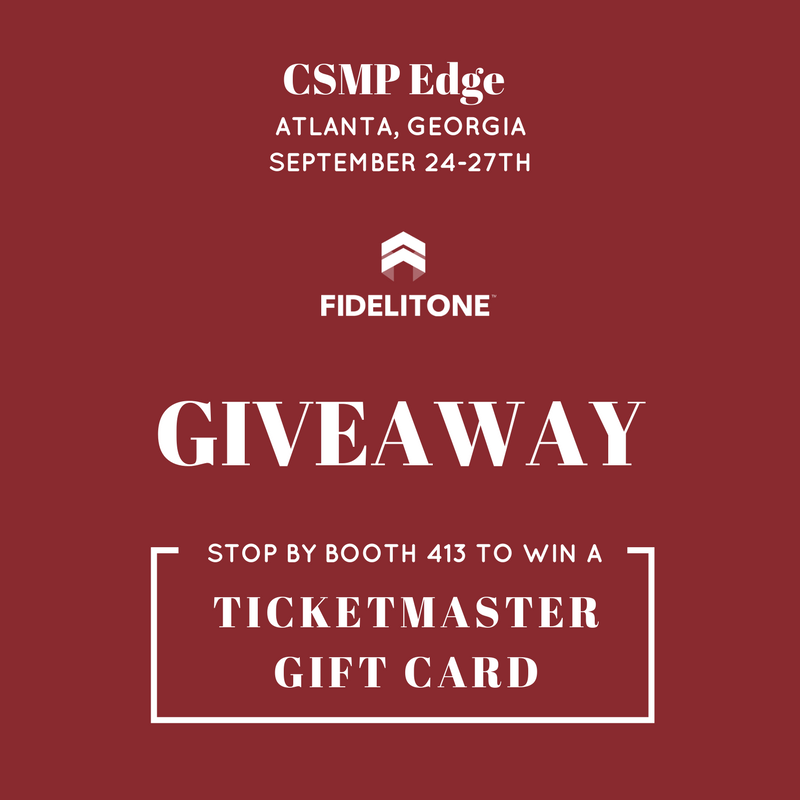 Fidelitone's tweet photo. Stop by our booth (413) today at @cscmp #CSMPEdge to enter a giveaway! Winner will be announced tomorrow at 3:30pm. https://t.co/3hhLfiWmUJ