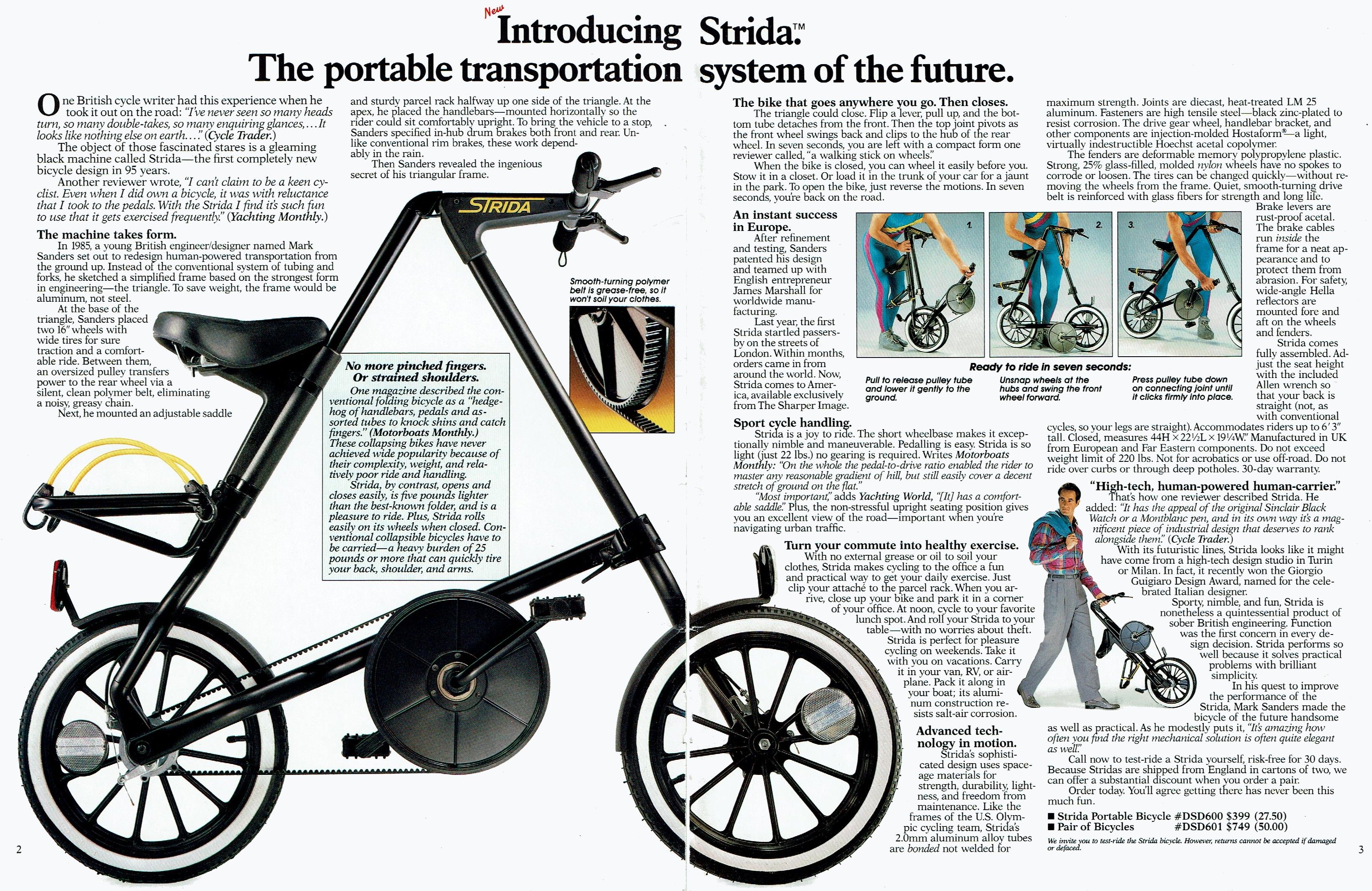 Mark Sanders on X Original Strida triangular folding bike intro into USA. Blue Ocean then and now. Sharper Image 1988 https t GnvBSese3V X