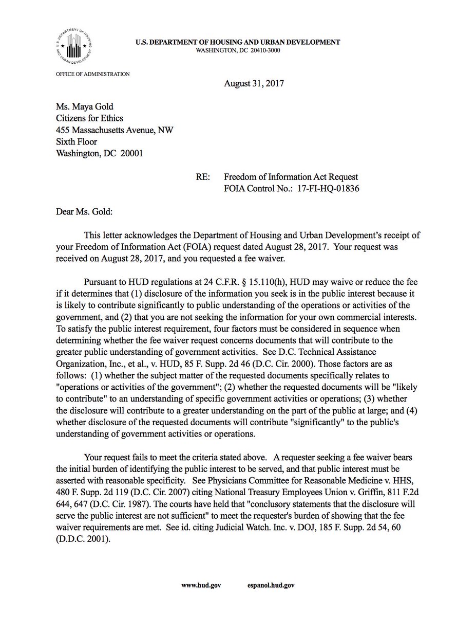 Citizens For Ethics On Twitter We Foia D Ben Carson S Travel Citizens For Ethics On Twitter We Foia D Ben Carson S Travel Records And Use Of Family Members At Hud Told Us Our Requests Were Not In The Public