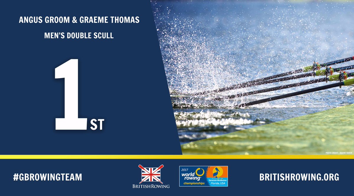 RESULT | WIN! Great job by Thomas &amp; Groom, taking 1st from ITA in the M2x heat and going through to the semi-final! #GBRowingTeam #WRChamps