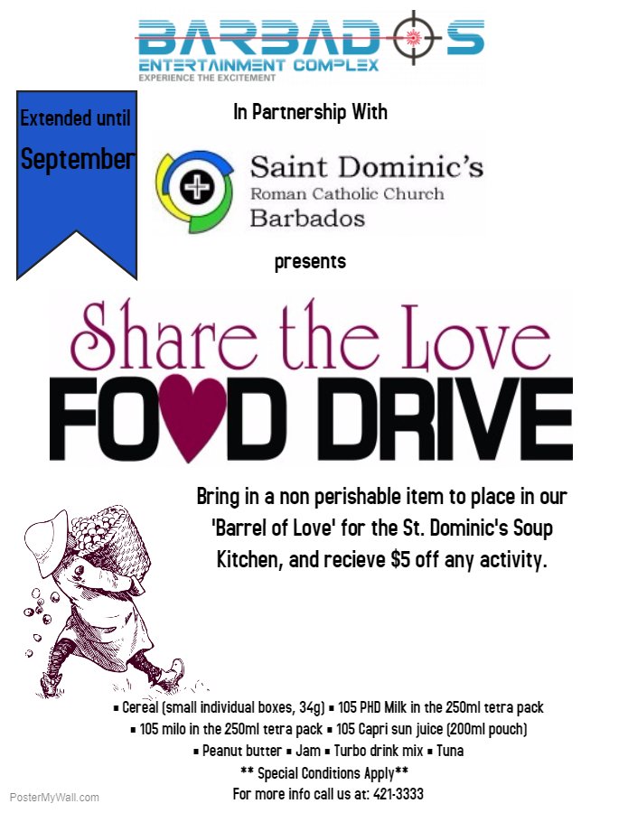 Ent2Bec's tweet photo. 5 more days to make your donation to Share the Love Food drive. Check our our flyer below for more information! #barreldrive #ShareTheLove https://t.co/IJmB8SR1Gj