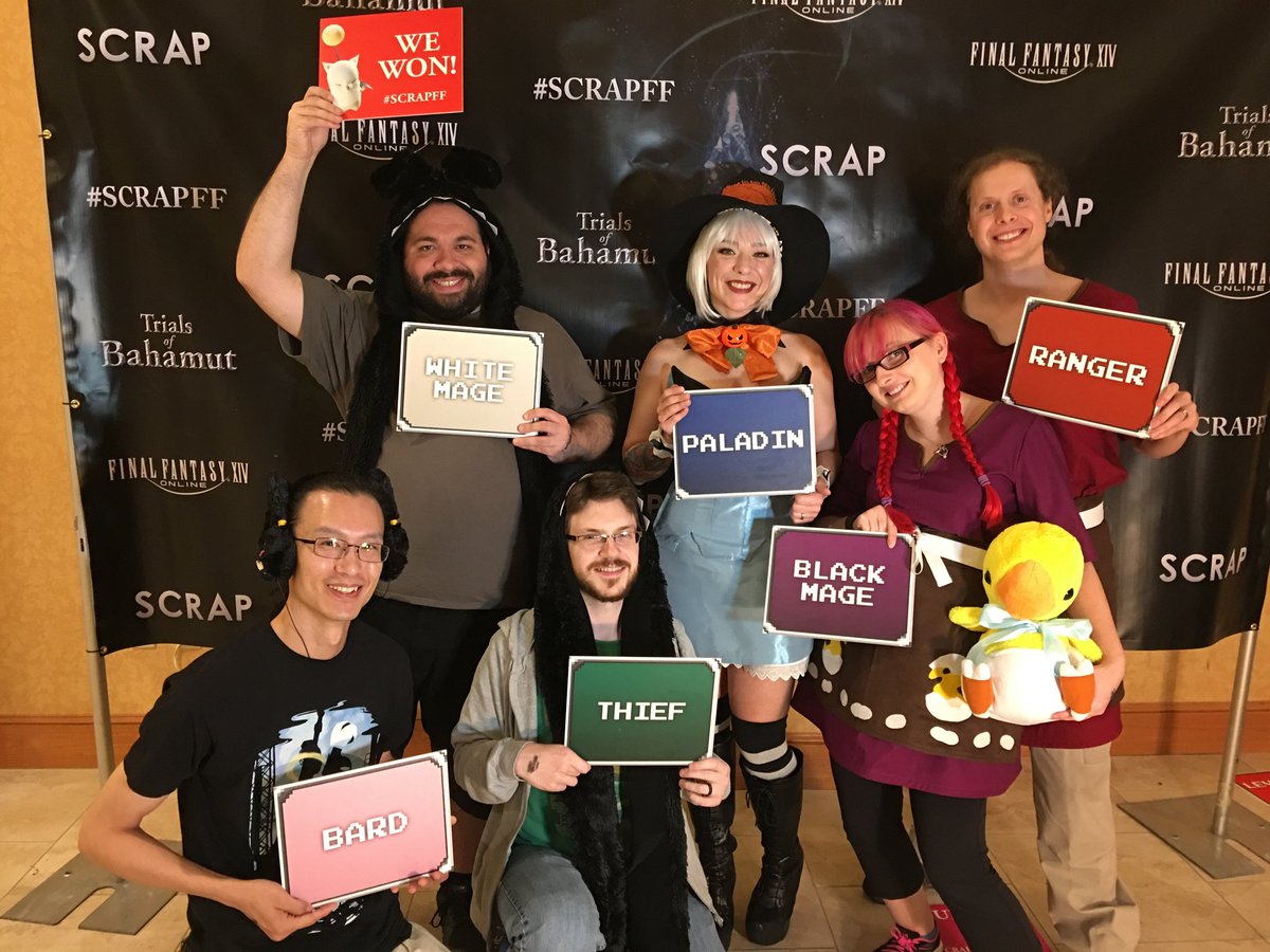 <a href="/SCRAPFF/">REG x FFXIV</a> Georgia+1 kicked Bahamut's butt! First team to clear at 330SAT. Was totally worth the long drive! #SCRAPFF #FFXIV #cosplay