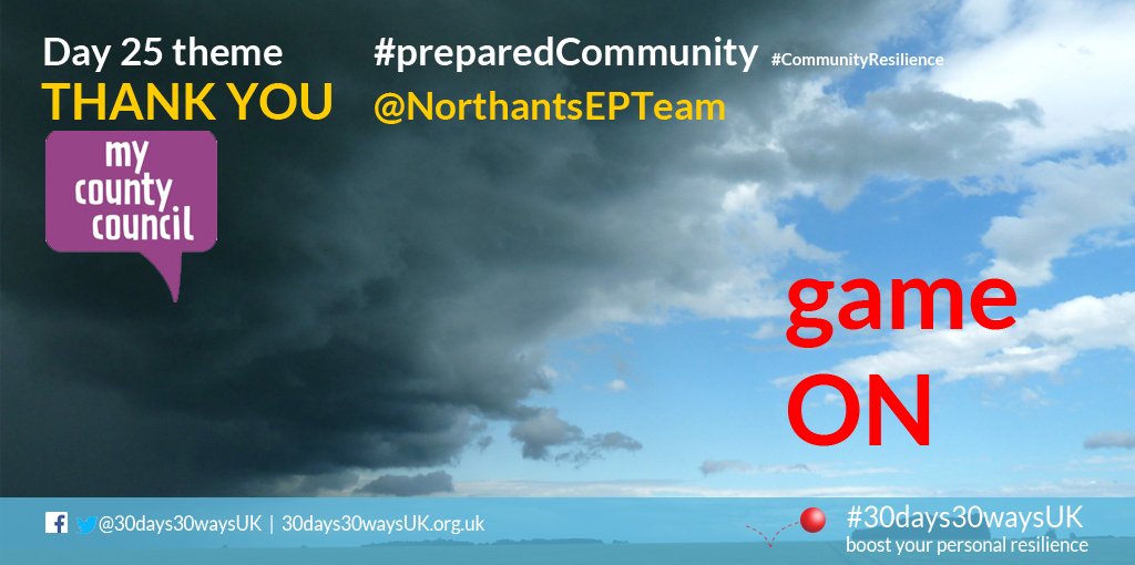 30Days30WaysUK's tweet photo. #preparedCommunity = #Resilience THANK YOU @ @NorthantsEPTeam for #prep2017day25 #preparedness NOW #gameON https://t.co/zT2HBvK0Cw https://t.co/efk1NYkaJr