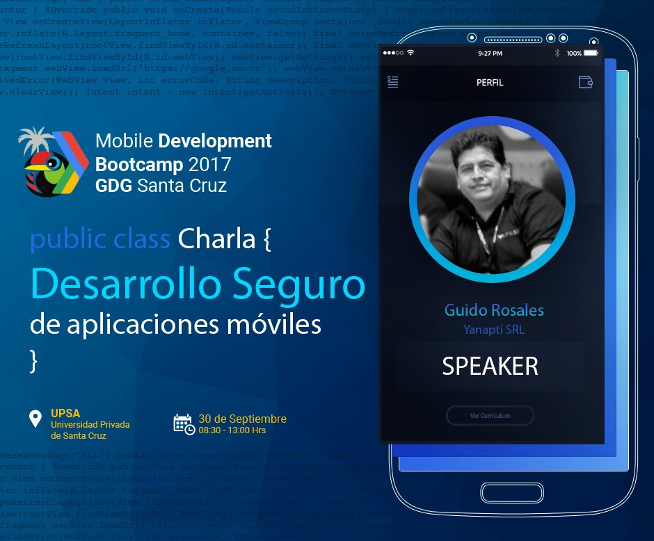 YanapTICORP's tweet photo. #GDGSCZ #MobileBootmap2017
Estaremos compartiendo sobre el desarrollo seguro de aplicaciones moviles desde el punto de vista de Evaluador https://t.co/QxA1nZLSkN