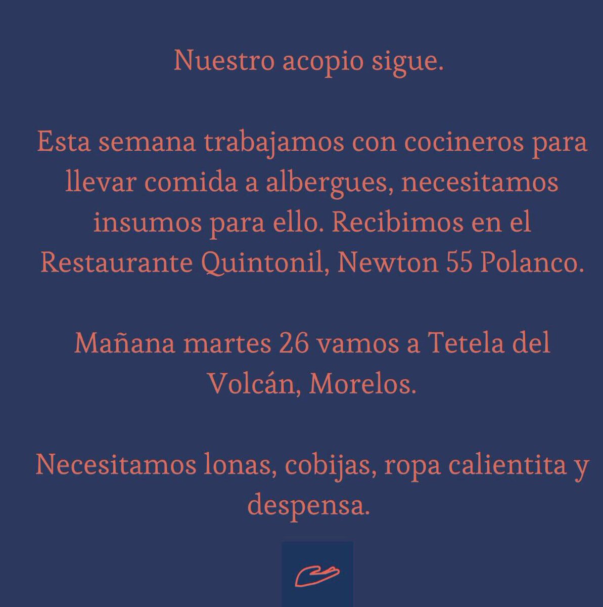 La ayuda tiene que seguir! Ahora más que nunca.  <a href="/rest_Quintonil/">Quintonil</a>