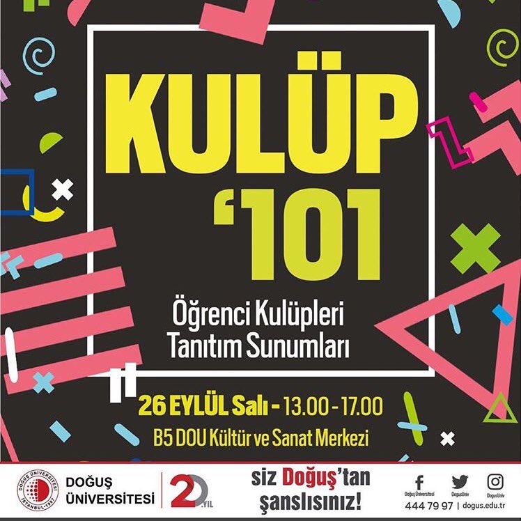 Sezon başlıyor!
Gelin, bizi bizden dinleyin🎭
KULÜP’101 27 Eylül 2017 Salı günü saat 13:00-17:00 arasında B5 DOU Kültür ve Sanat Merkezi’nde!