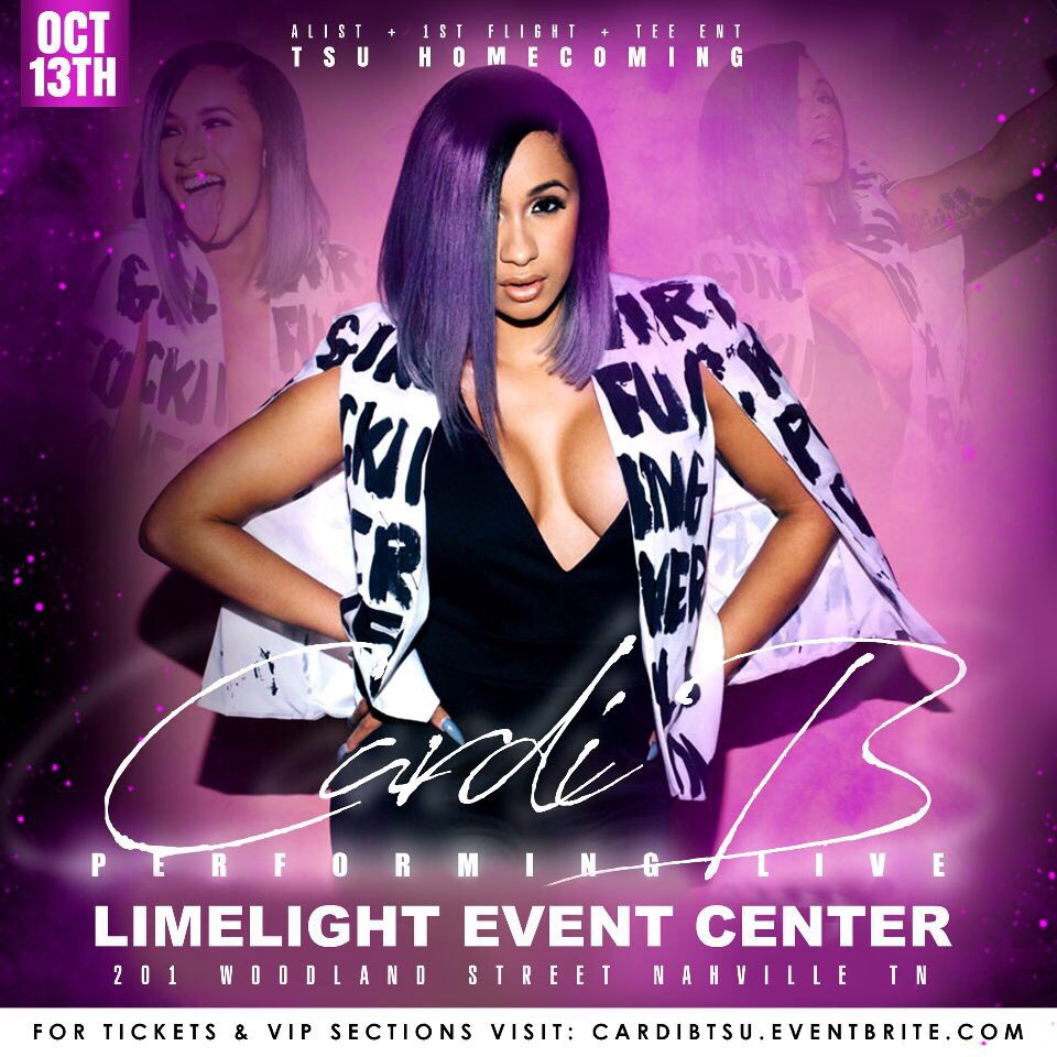 AlistSportpicks's tweet image. **Venue change** 
Cardi B performing live at Limelight Event Center October 13th. #Tsuhc2k17