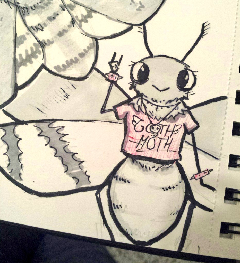 she thinks she's creepy and scene, but is actually just cute and fluff.
I decided to call Death head hawk moths: "goth moth"