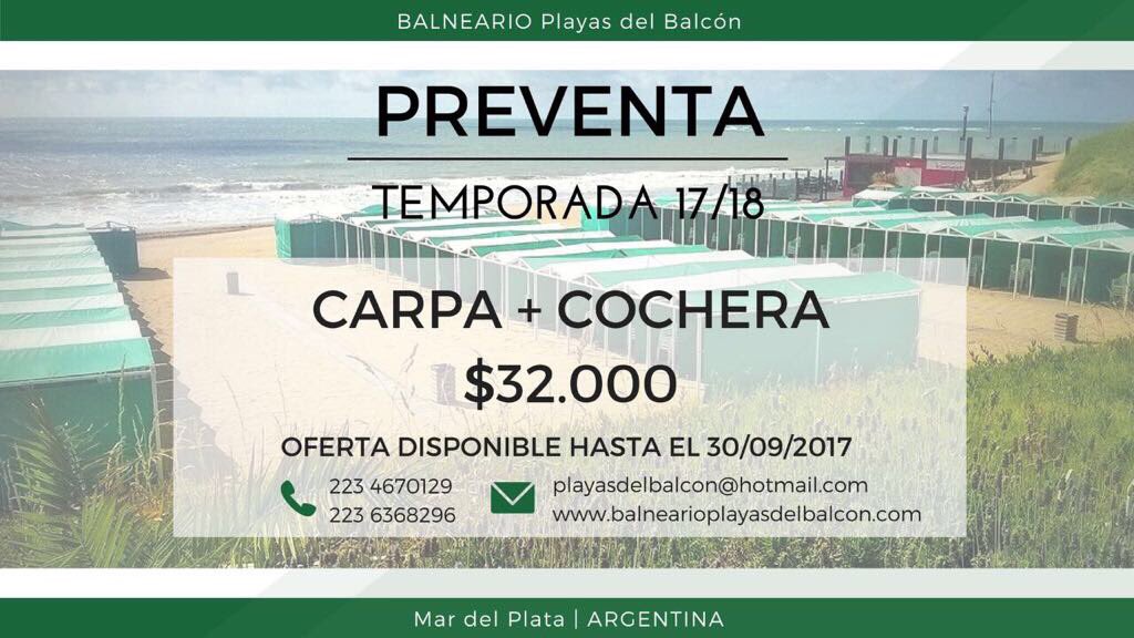 playasdelbalcon's tweet photo. Últimos días para ésta súper promo! #Verano2018 #MardelPlata https://t.co/dXlWXXGSAd