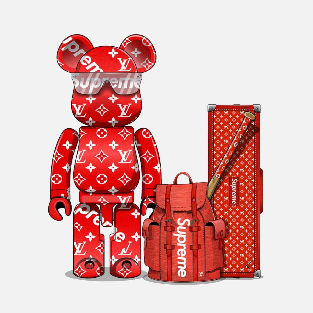 lv x supreme bearbrick