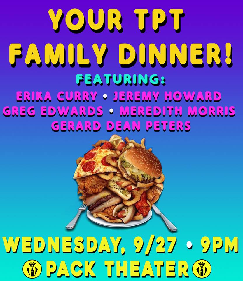 YourLateNight's tweet image. Family Dinner's back at the @PackTheater with @gillygal @baconladstrikes @GregtheGrouch &amp;amp; others! Watch em eat!

goo.gl/4vRduj