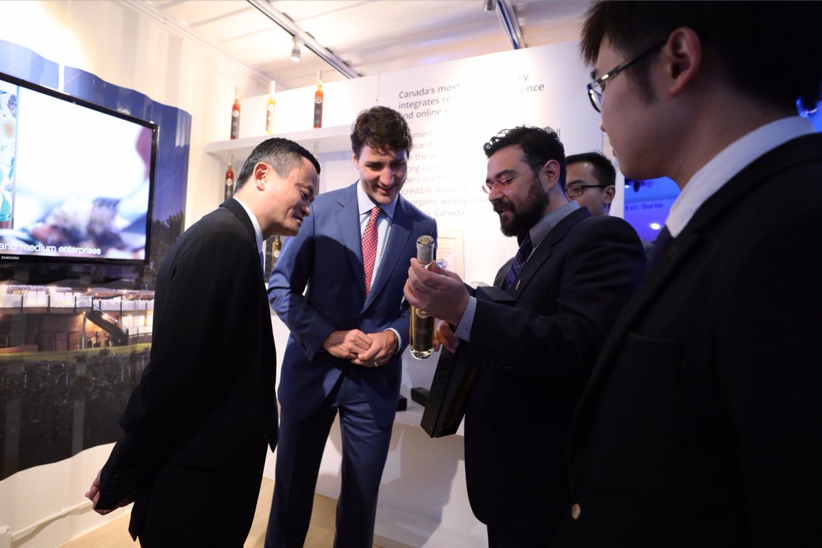 JustinTrudeau's tweet photo. At #Gateway17 with @BardishKW and Alibaba’s Jack Ma, talking about how Canadian small businesses can prosper in the Chinese market. https://t.co/6Q9OrRhnXm
