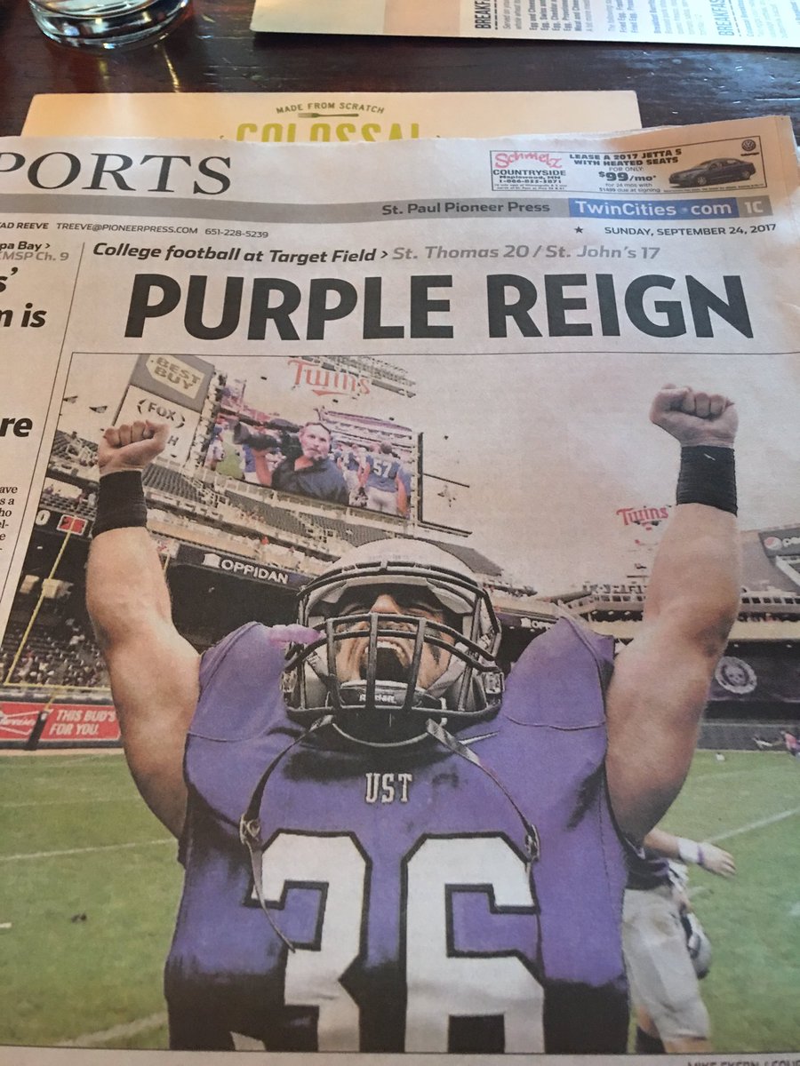 _TheBackpocket's tweet photo. #TOJO2017 podcast feat. The BP siblings. AI got featured in a newspaper and the Tommies held SJU to 1 yard rushing-> https://t.co/toPTRqrfFP https://t.co/QmlSTQ84zr