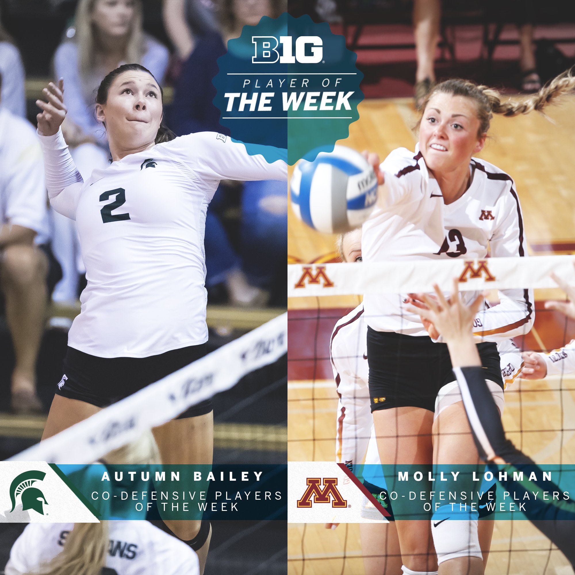 B1G Volleyball on Twitter "Autumn Bailey of MichStVB and Molly Lohman