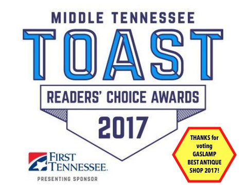 GasLampAntiques's tweet photo. Yippee! Thanks to everyone who voted GASLAMP as BEST ANTIQUE SHOP 2017!! #Toast2017 #ToastofMusicCity #TheTennessean #ThankYouNashville https://t.co/gtzvnFWS0K