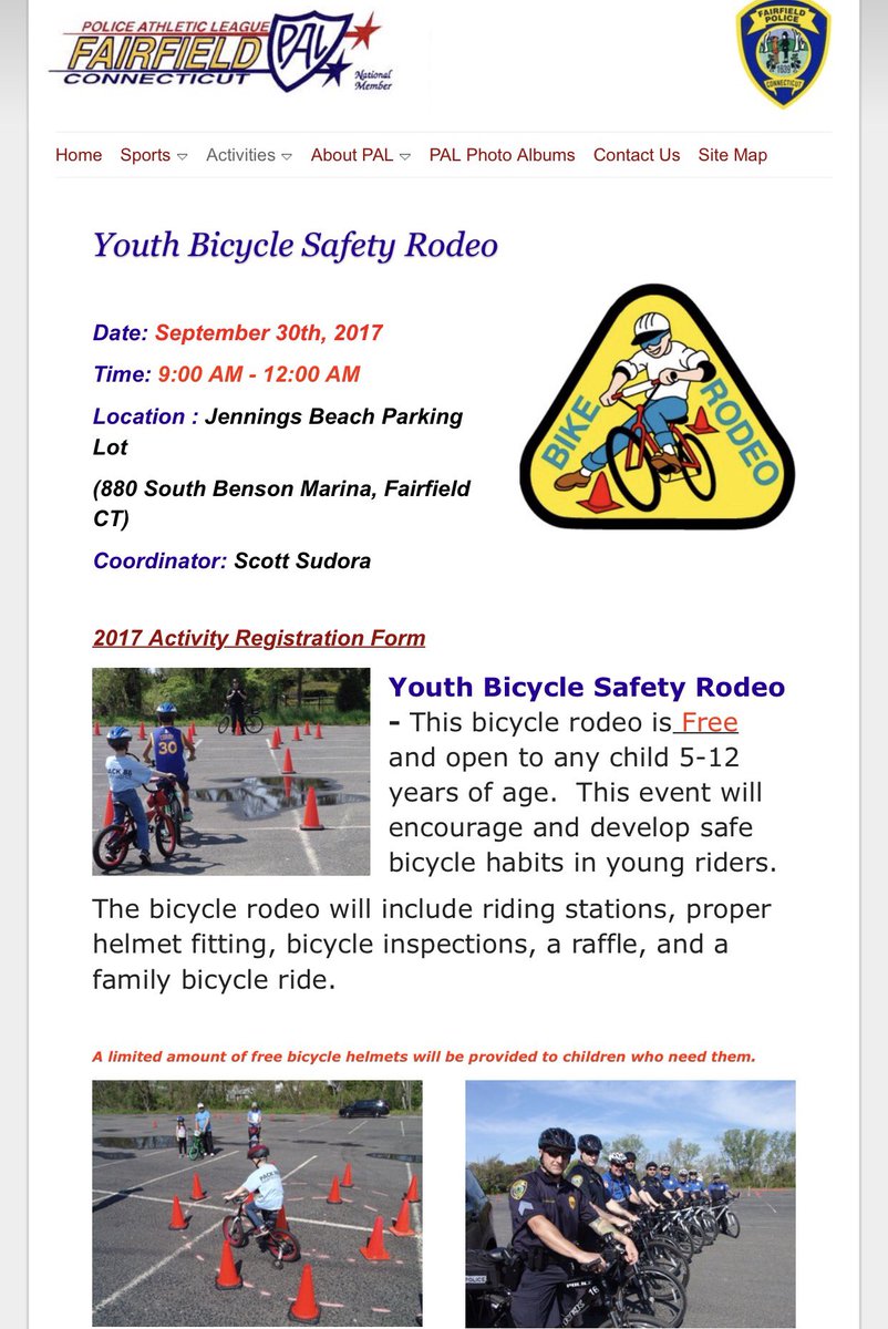 Join us at our Youth Bicycle Rodeo 9/30 at Jennings Beach Parking lot. Free for ages 5-9!!! #fairfieldpal #fairfieldct #