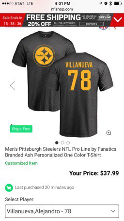 DanJEaston's tweet photo. I ordered mine. Thank you, Mr Villanueva for your service. @steelers @NFL #AlejandroVillanueva https://t.co/ICEuKVAwlj