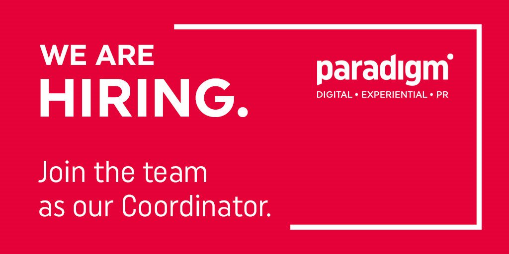 paradigm_pr's tweet photo. We’re looking for an Account Coordinator! If interested, check out our job posting: https://t.co/IPauOXfcfn https://t.co/fK1HcQBsAc