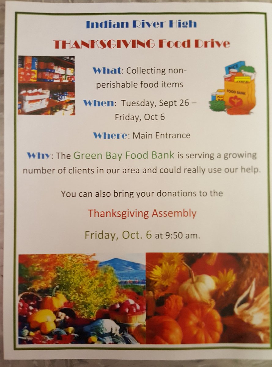 Indian River High On Twitter Help Us Help The Green Bay Food