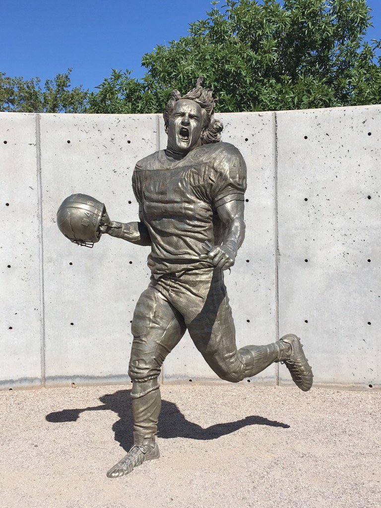 Pat Tillman statue at University of Phoenix Stadium.  This NFL player, Army Ranger died for our 1st amendment rights