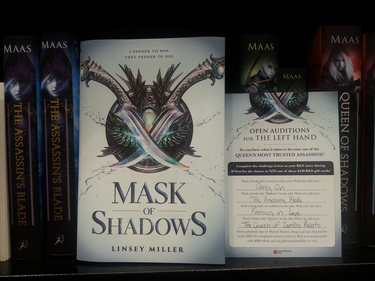 knoxdiver's tweet photo. Loved @SourcebooksFire's #MaskofShadows scavenger hunt at #bfestbuzz! SO many swords & queens, but auditions... surprisingly hard to find! https://t.co/Rnyoe54tWj