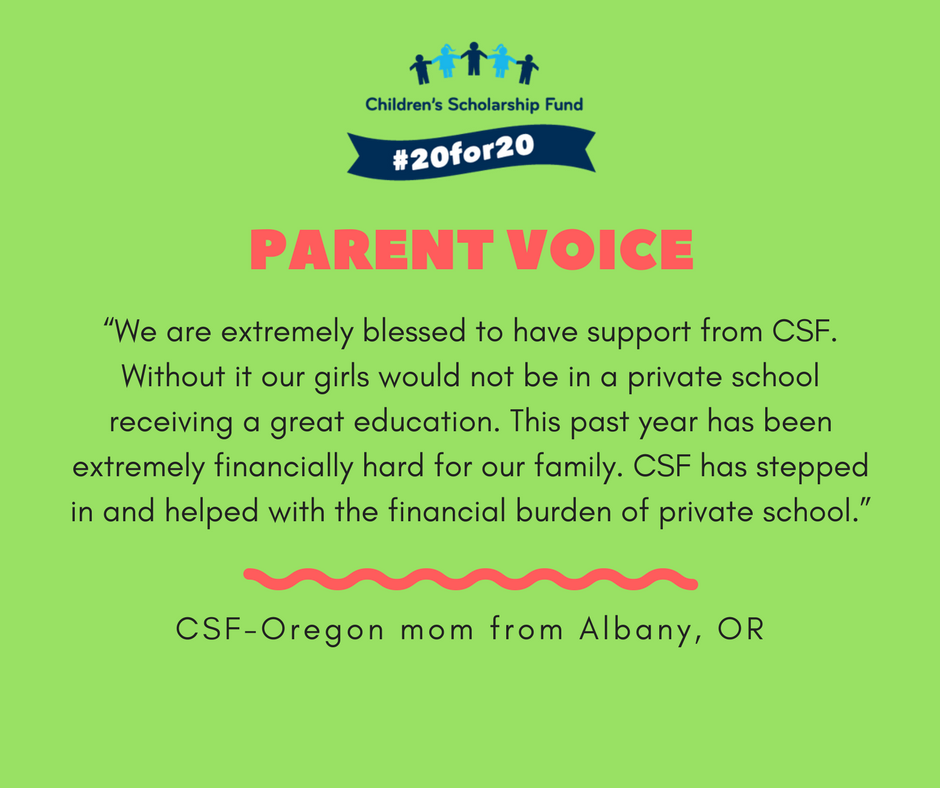 CSFNational's tweet photo. Read what a CSF-Oregon mom has to say about what scholarships mean to her. #CSFPartner #EmpowerMe #20for20 #Day17 #edchoice @CascadePolicy https://t.co/EDMjbkKbGQ