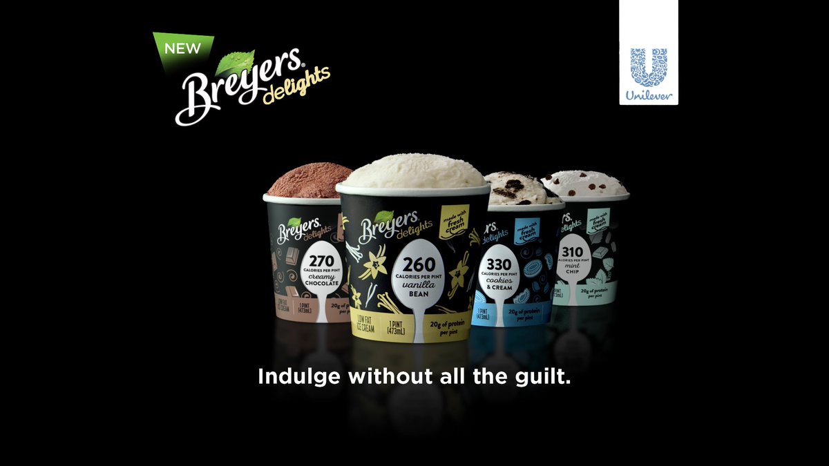 New Breyers delights, 260-330 calories and 20g of protein per pint. Indulge without all the guilt. Find your favorite pint.