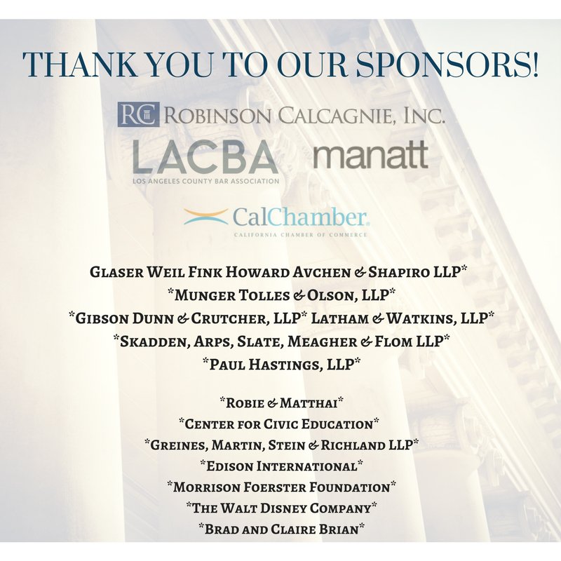 IDJ_CA's tweet photo. Thank you to our sponsors for their support! Let's honor the great work of the @LASuperiorCourt tonight and celebrate civics! #fdjca #civics https://t.co/iSaPaVnXJ4