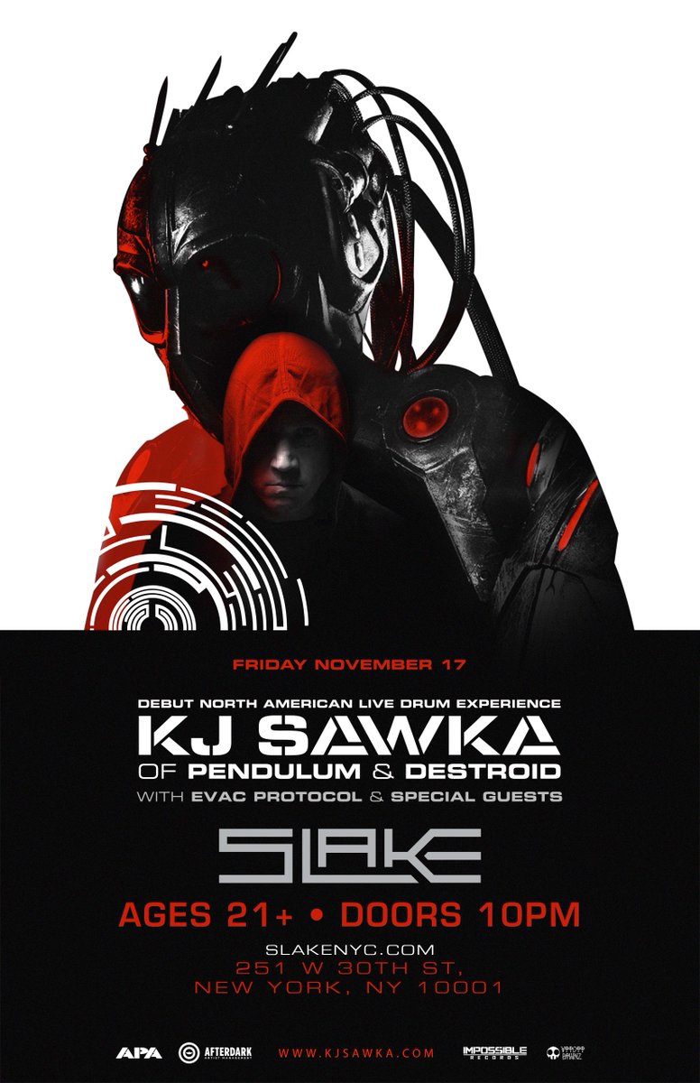 11.17.17 Get ready for <a href="/KjSawka/">KJ SAWKA</a> &amp; <a href="/EvacProtocol/">Evac Protocol</a> at @SlakeNYC! Tickets On Sale Now: bit.ly/Slake-1117