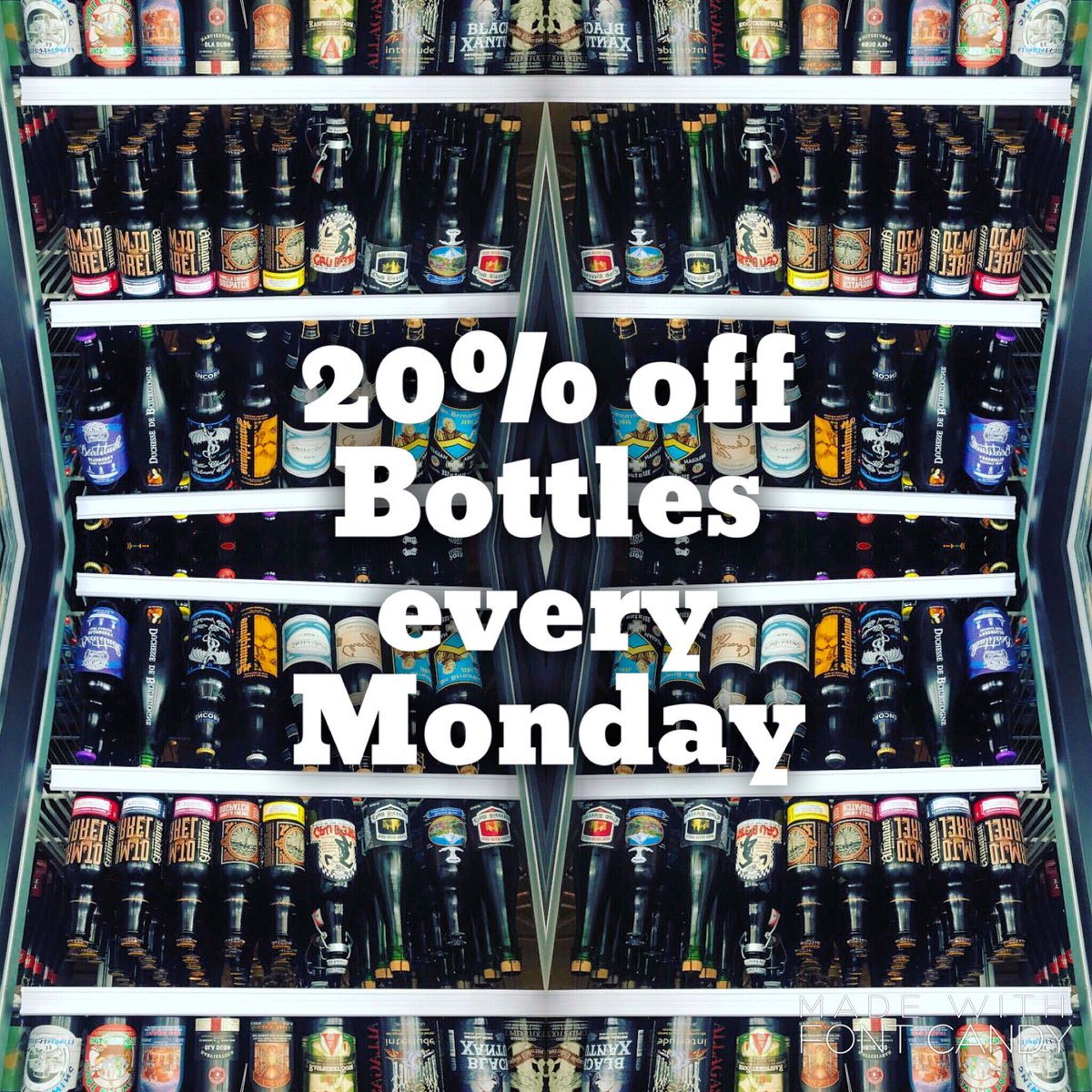 20% off Bottles every Monday!!! Come check out what we have in stock this week 🍻