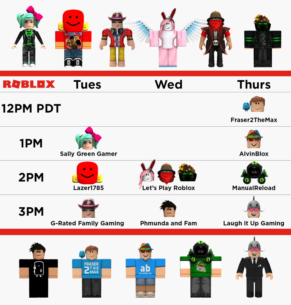 Roblox On Twitter This Week Watch This All Star Lineup Of Incredible Streamers On The Roblox Channels Tues Thurs On Our Twitch And Youtube Channels Https T Co Qof6zaduuq - roblox youtube star