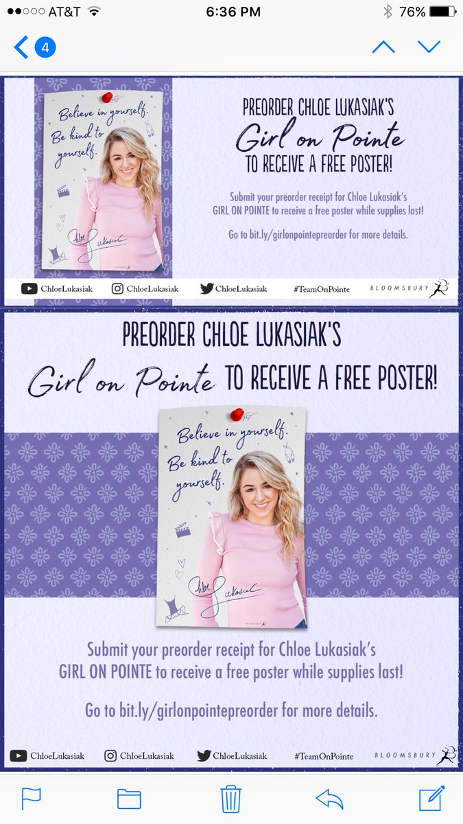 MrsMusicDancFan's tweet photo. Preorder @chloelukasiak 's book and win a free poster- see below #teamonpointe ππβ€οΈ https://t.co/dh6TmwtFmN