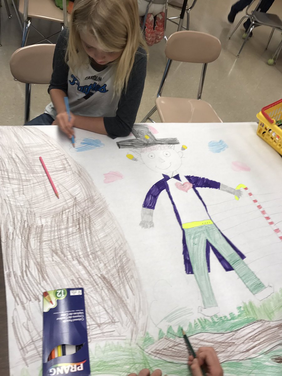 steveskarie's tweet photo. Students creating descriptions of Willy Wonka using only pictures. #RFESTigers #ccsgifted https://t.co/PMtRgvA6CT