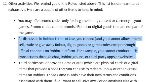 roblox rules list