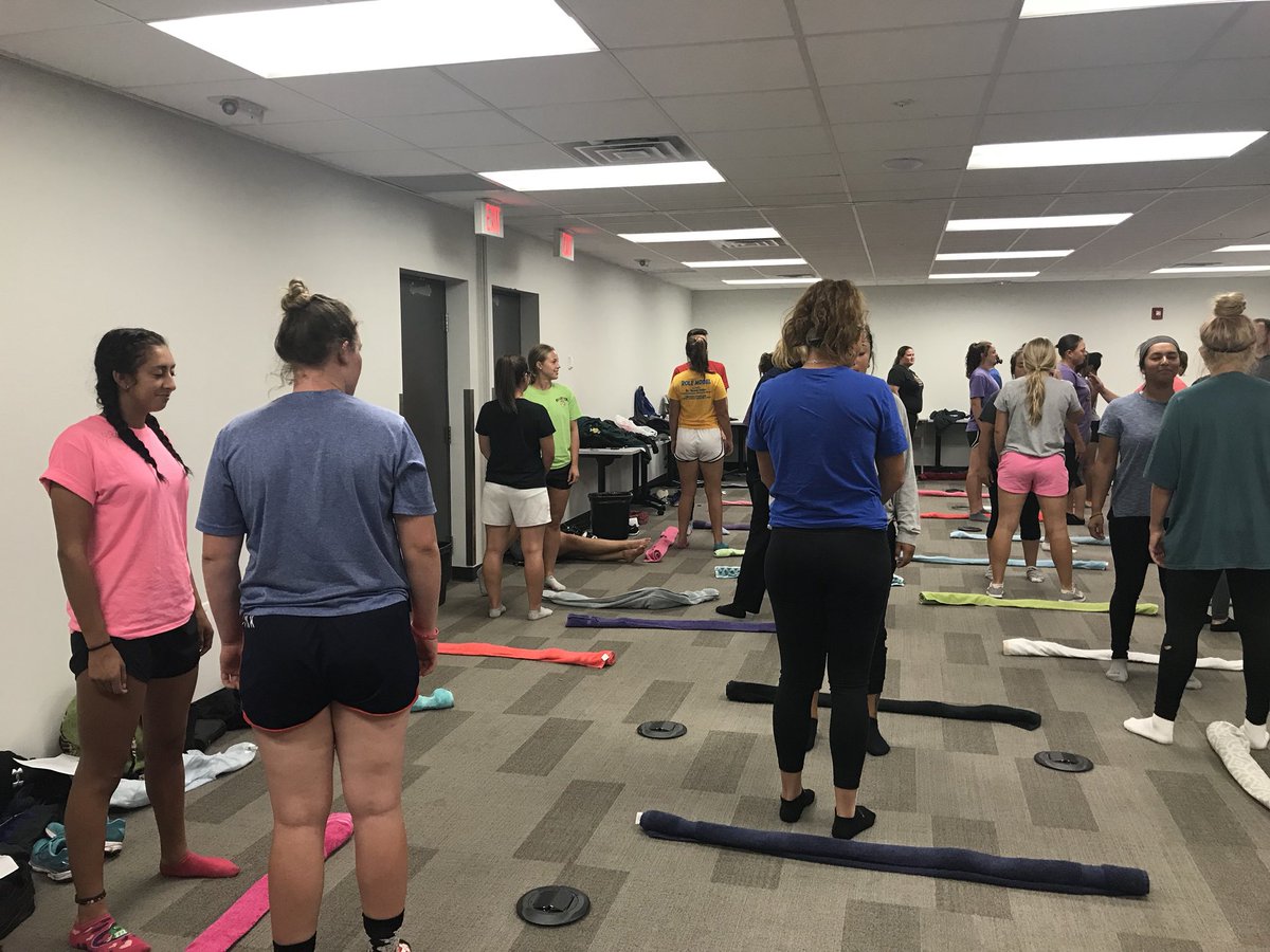 SwedesSoftball's tweet photo. Great posture, stretching, relaxation, &amp; stress management session with Bethany College counselor David Olsen today! Huge thanks to David! https://t.co/9v6x502g7E