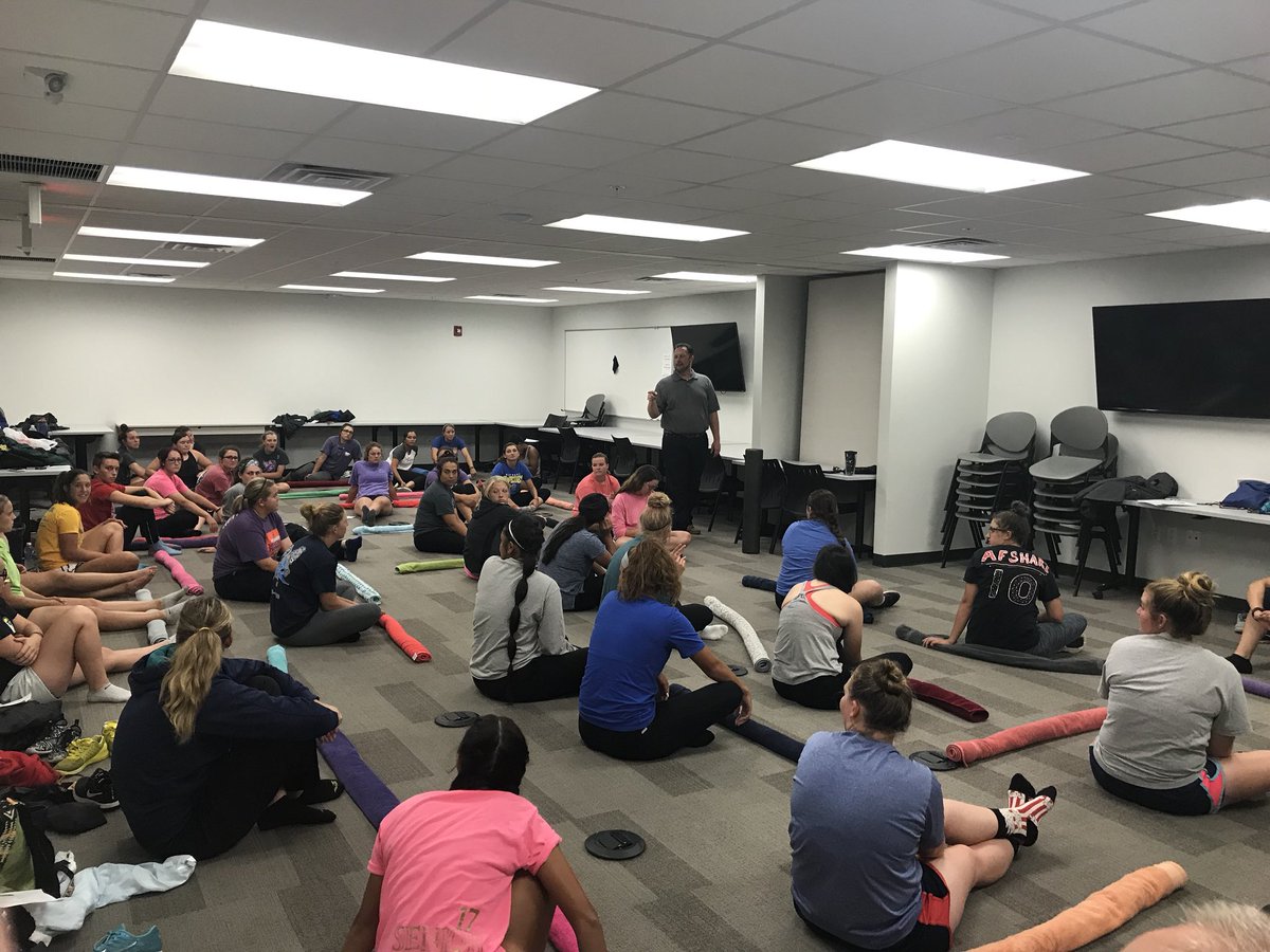 SwedesSoftball's tweet photo. Great posture, stretching, relaxation, &amp; stress management session with Bethany College counselor David Olsen today! Huge thanks to David! https://t.co/9v6x502g7E
