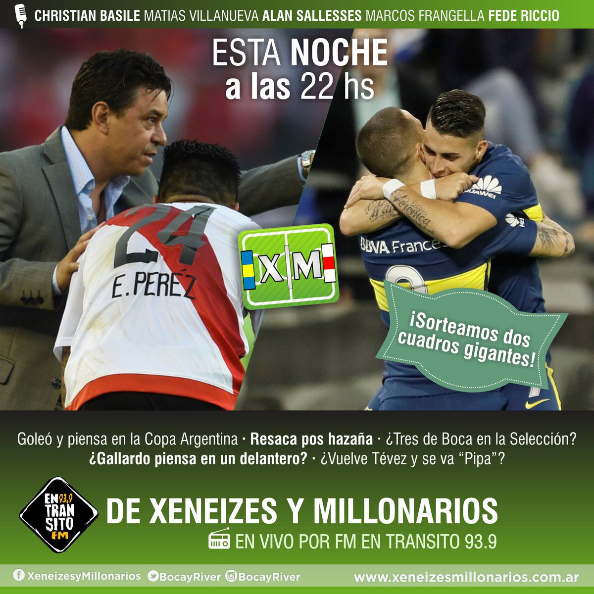BocayRiver's tweet photo. 🎙️⚽️ A las 22 hablamos de @BocaJrsOficial y @CARPoficial en @fmentransito 93.9. Prendete a la radio, opiná!
📻https://t.co/pbNqtNvms7 #DXyM https://t.co/dSaYtd8OzF