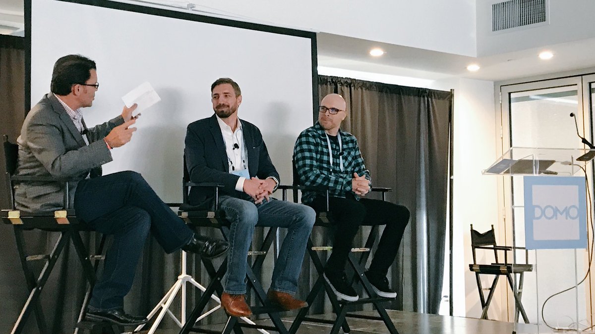 Domotalk's tweet photo. Great customer panel at Domo City Tour LA with John Faris, VP of Marketing @reddoor &amp; Jerry Heard, Dir of Business Analytics @stance! https://t.co/0Ab54wYCLw